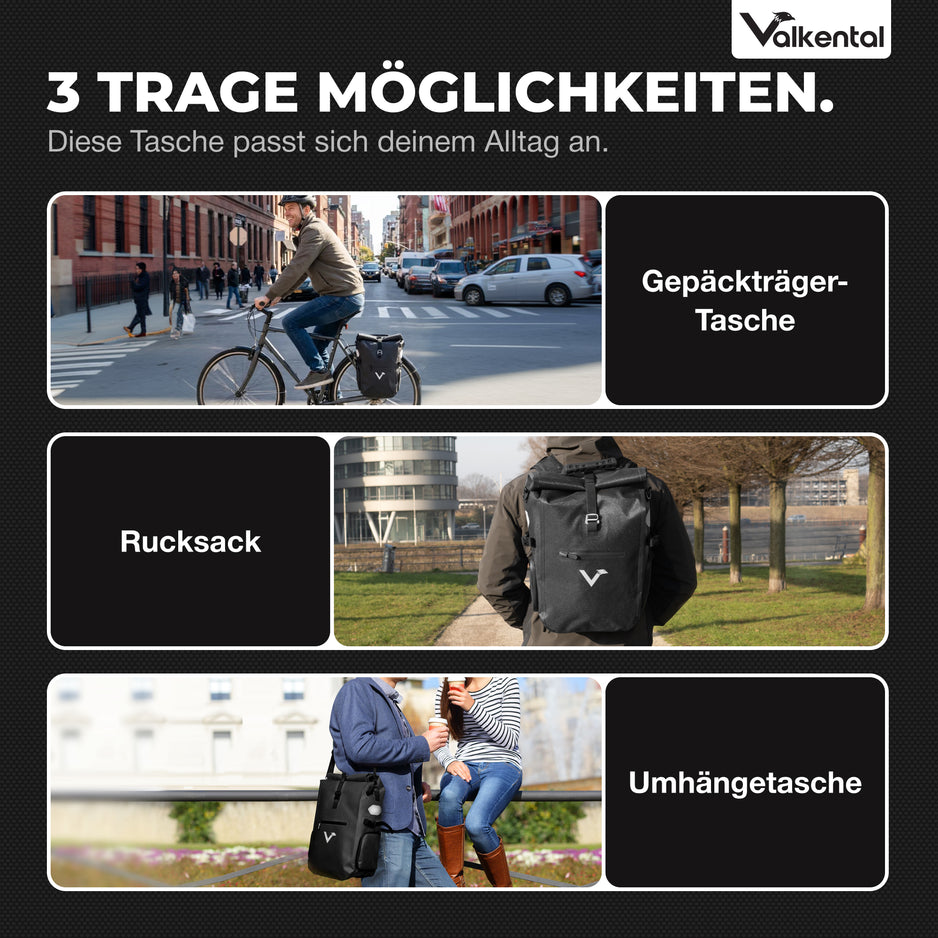valkpro 3in1 fahrradtasche - hochfunktionales multitalent – VALKENTAL.com Color:Dark Red modular vinyl storage uvex city 9 warm